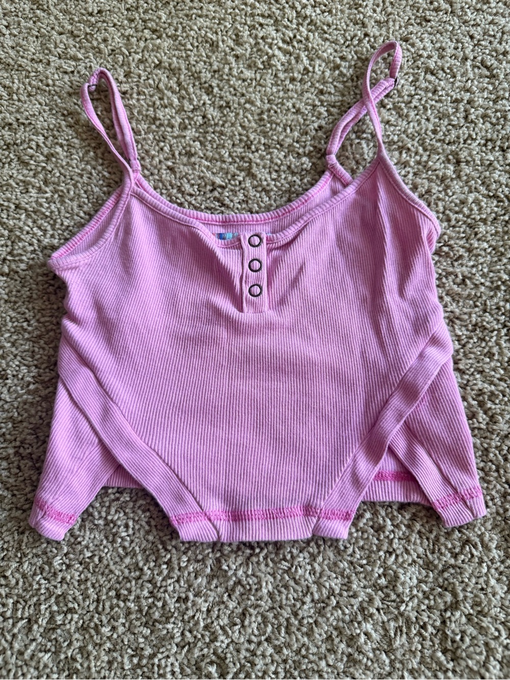 Pink Ribbed Button Urban Outfitters Tank Top